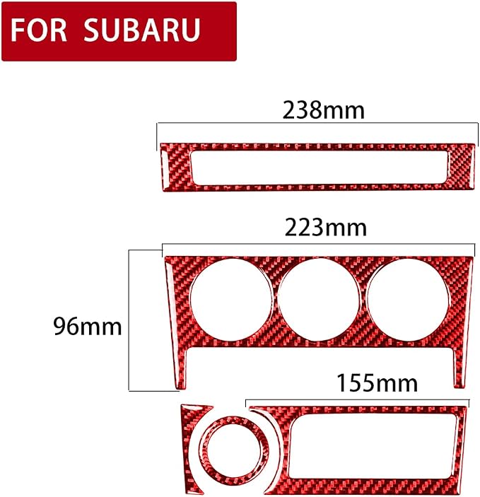 Interior Car Trim Stickers Central Console Panel Decorative Decals Compatible with Subaru BRZ 2016 2017 2018 2019 2020 Red Real Carbon Fiber Accessories Type-A