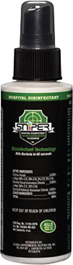 SNiPER Hospital Disinfectant, Odor Eliminator & All-Purpose Cleaner, 4 Ounce Spray Bottle
