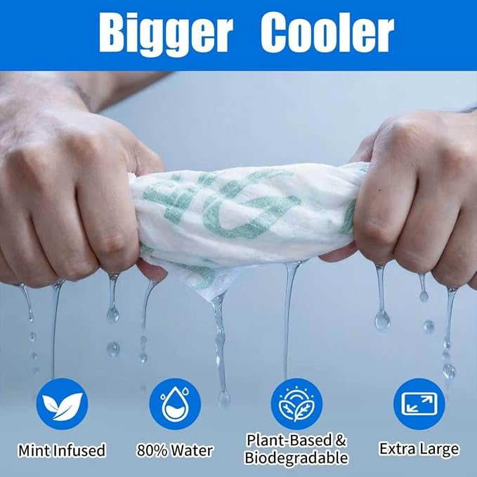30 Pack Cooling Body Wipes, Alcohol-Free Cooling Towelettes Cooling Towel Alternative for Outdoor Sports, Camping, Hiking, Workout & Hot Weather(Green)
