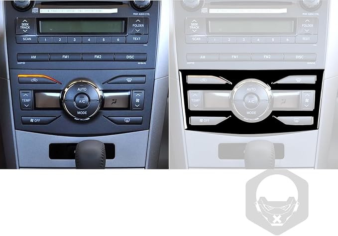 Glossy Bright Piano Black Car Central Console Air Conditioner Climate Control Panel Decoration Sticker Interior Trim Compatible with Toyota Corolla 2009 2010 2011 2012 2013 Auto Trim Accessories