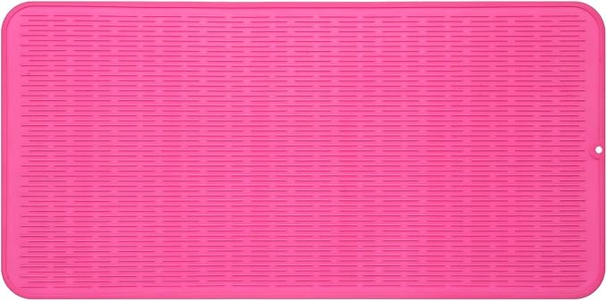 MicoYang Silicone Dish Drying Mat for Multiple Usage,Easy clean,Eco-friendly,Heat-resistant Silicone Mat for Kitchen Counter or Sink,Refrigerator or Drawer Liner Rose 5XL 36inches x 18inches