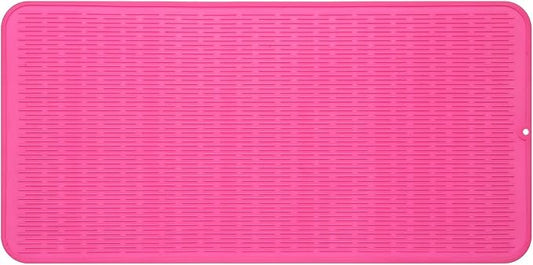 MicoYang Silicone Dish Drying Mat for Multiple Usage,Easy clean,Eco-friendly,Heat-resistant Silicone Mat for Kitchen Counter or Sink,Refrigerator or Drawer Liner Rose 5XL 36inches x 18inches