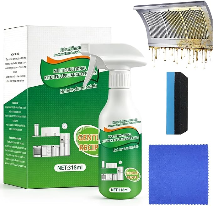 Multi-Purpose Enzyme Cleaner for Kitchen, 2026 Foam Cleaner Degreaser with Triple Enzyme Formula, PH Neutral Kitchen Appliance Cleaner for Stove Oven & Auto, Free Towel & Sponge (1set, 318ML)