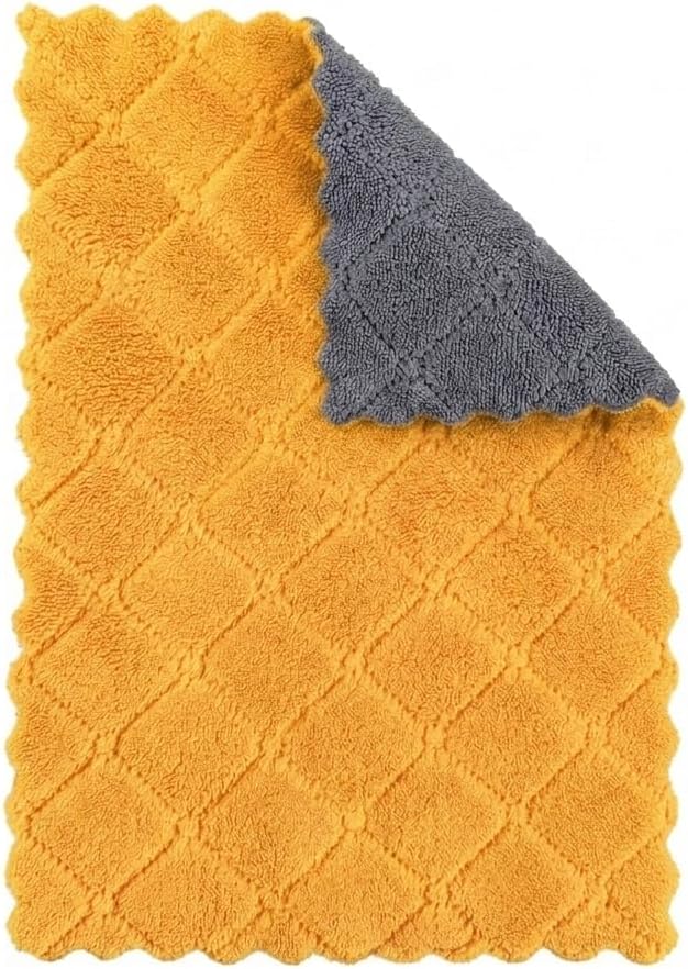 Cleaning Cloth for Kitchen (Pack of 1) | Ultra Soft Absorbent Dish Cleaning Towel | Dual Texture Reusable Cloth for Utensils, Countertops & Glass | Streak-Free & Quick Dry (Yellow)