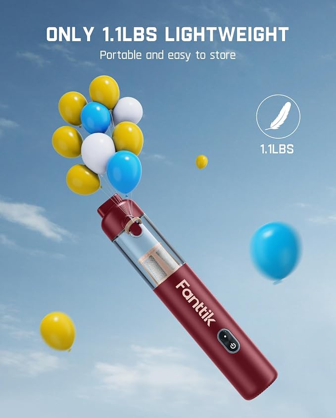 Fanttik Slim V8 APEX Car Vacuum, 4-in-1 Portable Mini Cordless Vacuum with 19000pa Suction Power for Pet Hair, Type-C Charge, One-Touch Empty for Car, Office Desk, Keyboards (Red)