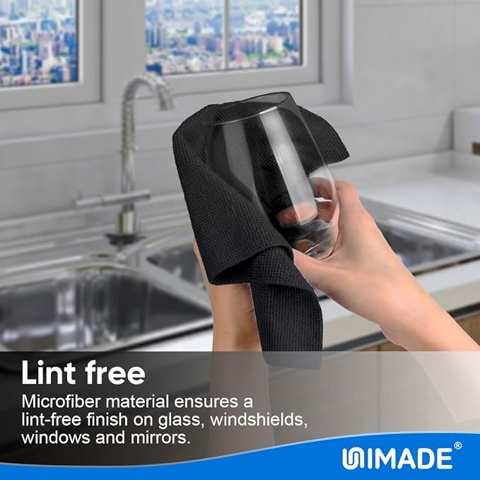 UNIMADE Microfiber Cleaning Cloth, 10 Pack Reusable Microfiber Towels for Cars Lint Free Cleaning Shop Towel Rags for Home Kitchen Automotive Bar Mechanic Restaurant Garage, 11.5"x 11.5", Black