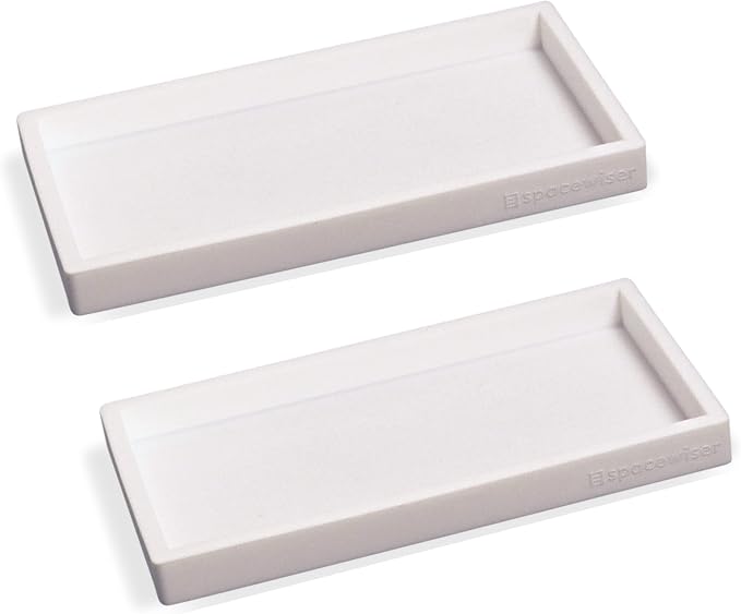 Spacewiser Countertop and Vanity Tray - 2 PC Small 7.7" Silicone Bathroom Trays, Kitchen Soap Tray, Dish Sponge Soap Holder Kitchen Sink Organizer Caddy, Bathroom Counter Trays for Lotion Dispenser
