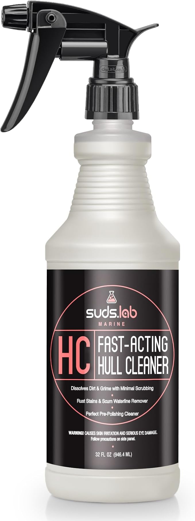 Suds Lab Marine HC Fast-Acting Hull Cleaner, Rust & Scum Waterline Remover, Pre-Polishing Boat Cleaner, 32 oz.