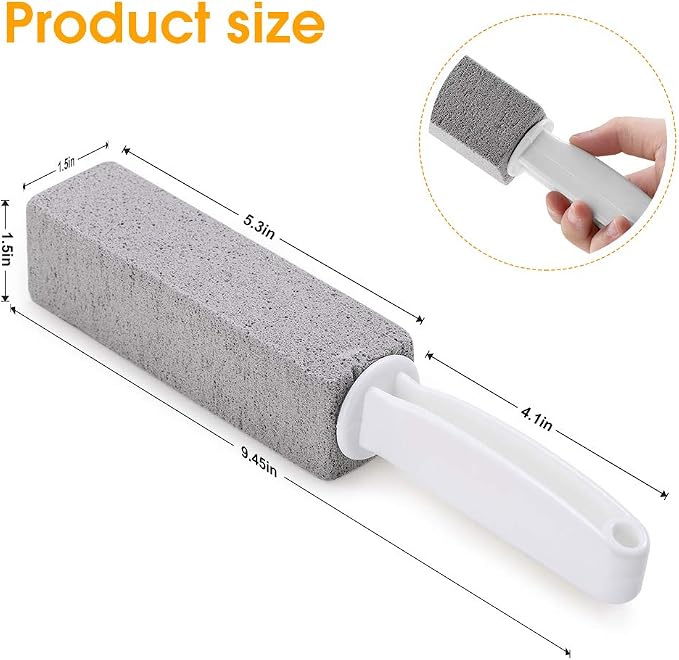 Kadden 2 Pack Pumice Stone Toilet Bowl Cleaner with Handle, Hard Water Ring Remover & Stain Scrubber for Bathroom, Pool, Sink and Tub, Ergonomic Heavy Duty Cleaning Tool