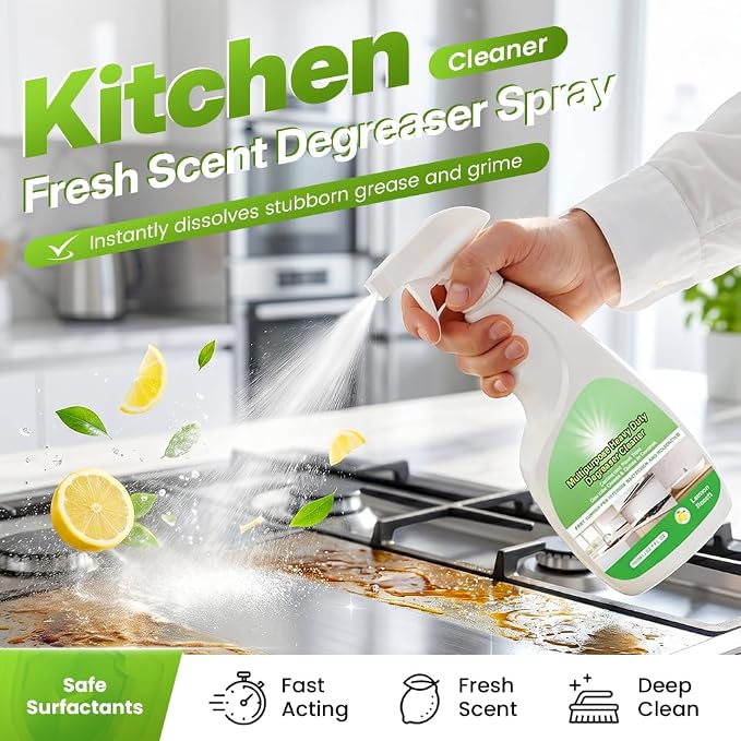 Oven Cleaner Heavy Duty Degreaser Spray for Kitchen Stove | 2026 New 17oz Kitchen Degreaser Spray and Microwave Cleaner, Multipurpose Grease Cleaner for Oven Hood Microwave