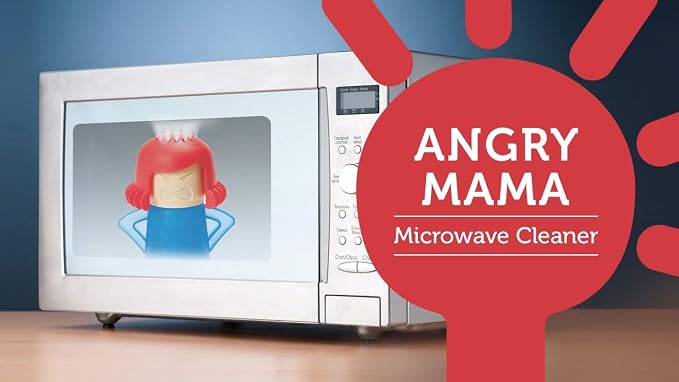 Angry Mama Microwave Oven Steam Cleaner Easily Cleans the Crud in Minutes, Steam Cleans and Disinfects With Vinegar and Water for Home or Office Kitchens (Green)