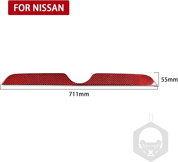 Red Real Carbon Fiber Trim for Nissan Rogue Accessories | for 014 2015 2016 2017 2018 2019 2020 S SL SV Rear License Plate Upper Decorative Strip Sticker Exterior Thick Overlay Decal