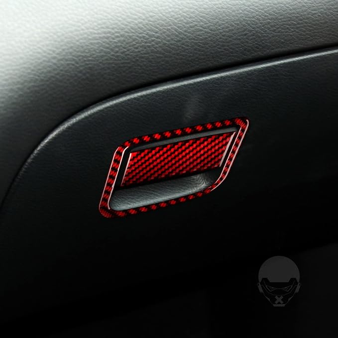 Red Real Carbon Fiber Trim for Nissan Rogue Accessories | for 2014-2020 / Rogue Sport 2017-2022 Glove Box Switch Handle Sticker Interior Thick Overlay Decal