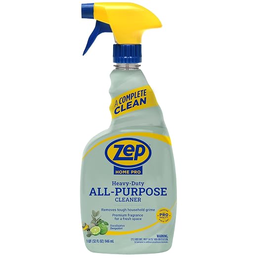 Zep Home Pro Heavy-Duty All-Purpose Cleaner - 32 oz (Pack of 1) R61506 - Removes tough grime from multiple indoor surfaces like counters & floors while leaving behind a Eucalyptus Bergamot scent