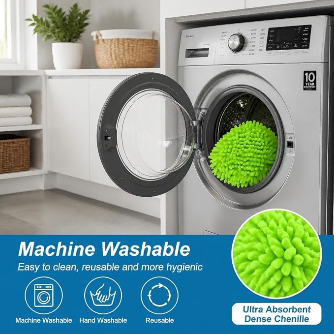 3 Pack Chenille Microfiber Mop Head Covers Compatible with O-Cedar Triangle Mops, Reusable Washable Mop Pad Refills, Replacement for Hardwood, Tile, Laminate & Vinyl Floors
