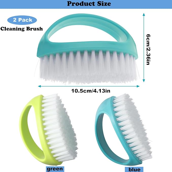 Scrubbing Brushes for Cleaning Small Scrub Brush with Nylon Stiff Bristles | 2 Pack Heavy-Duty Scrubber Cleaner Brush Multi-Purpose Cleaning Brush for Bathroom,Showe,Sink,Kitchen,Bathtub,Floor -Compact