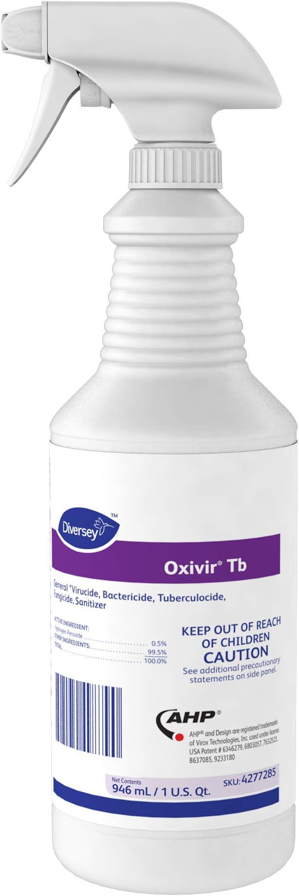 Diversey - Oxivir Tb Ready-To-Use Disinfectant Cleaner (4277285) - 32 Oz (Pack of 4 Bottles + 4 Spray Triggers)