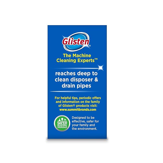 Glisten Garbage Disposal Cleaner and Odor Eliminator with Foaming Action, Removes Buildup and Cleans, Lemon Scent, 4 Uses