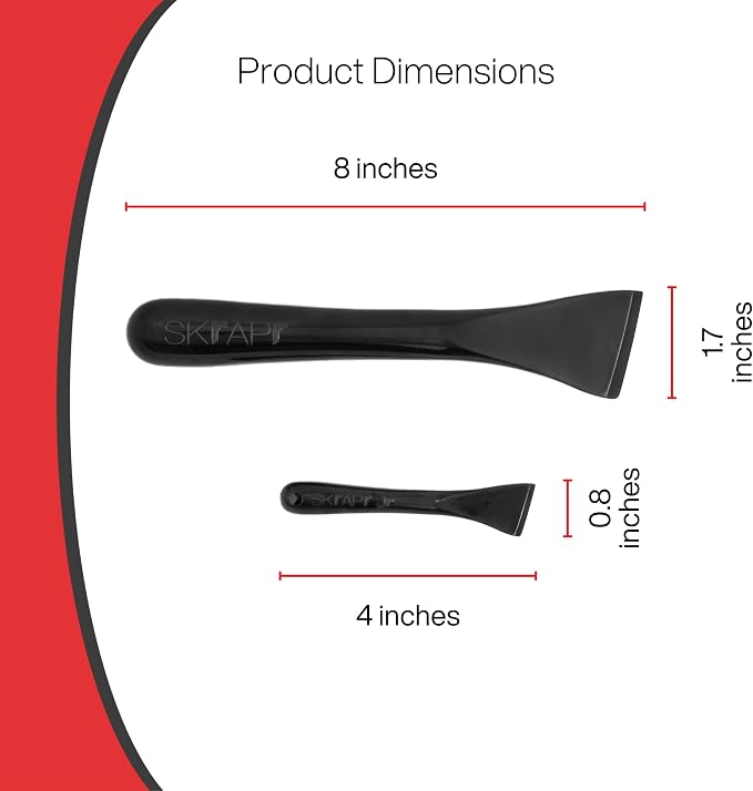 Plastic Scraper Tool, 2 Pack, Non-Scratch, 1.7 Inch Wide Blade | Long Ergonomic Handle, Heat Resistant (460F), Dishwasher Safe - Clean Ovens, Countertops, Hard Floors, Walls, and Windows