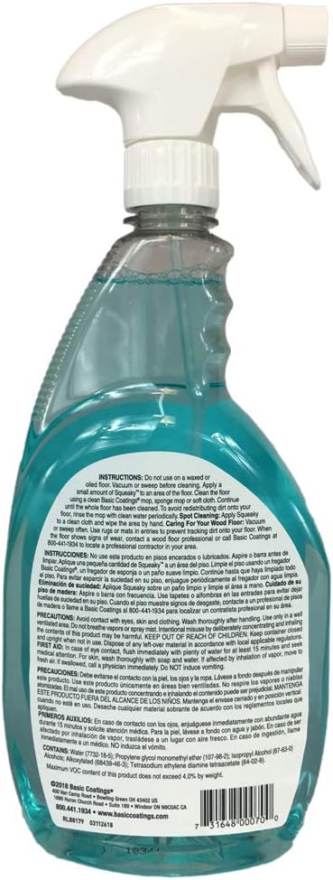 New Basic Coating Squeaky Hardwood Floor Cleaner RTU Spary Bottle 32 fl oz (Pack of 2)