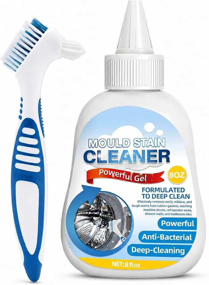 Housemold Stain Remover Gel for Washing Machine & Bathroom – Low Odor Remover Gel for Rubber Gaskets, Caulk, Shower Grout, Silicone Sealant, Toilet, Kitchen Sink, 8 FL