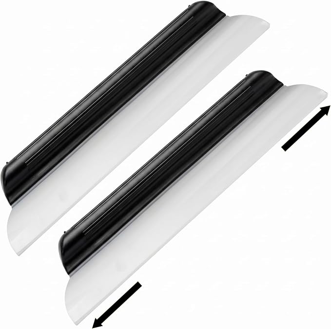 2 Pack 14 Inch Car Drying Squeegee Black Longer Silicone Water Squeegee Window Shower Blade Automotive Flexible Auto T-bar Rubber Squeegees for Car Windshield Glass Bathroom Wash Tool
