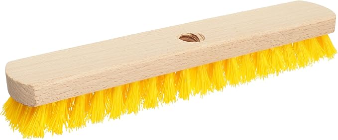 Deck Scrub Brush Head 11.81" - Deck Brush for Scrubbing Heavy Duty, Scrub Broom Head with Hard Nylon Bristles, Concrete Brush, Outdoor Stiff Bristle Brush for Cleaning Wooden Deck, Floor, Garage