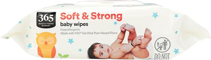 365 by Whole Foods Market, Soft & Strong Disposable Baby Wipes, Fragrance-Free, 100 Count