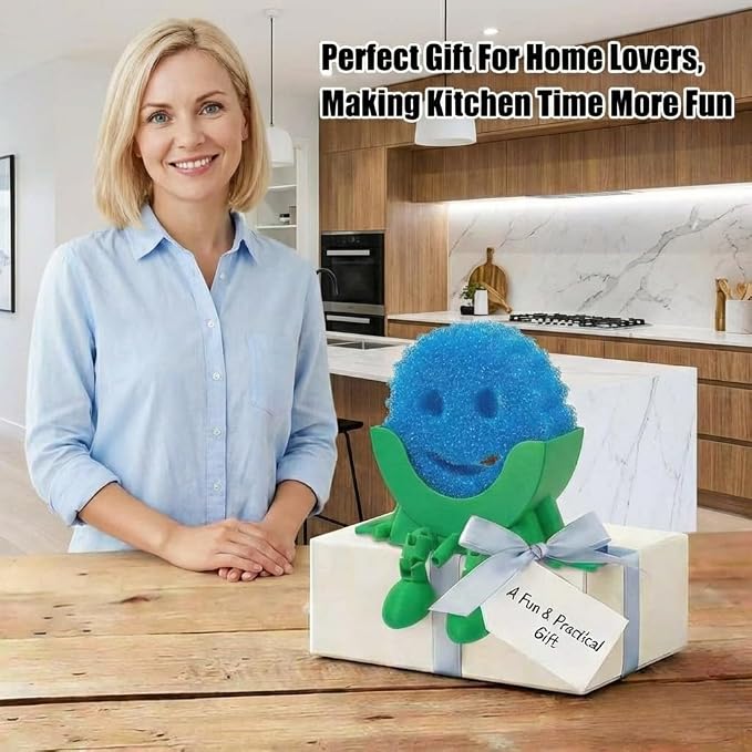 Creative Drainage Sponge Holder: Traceless Glue, 3D Printed Funny Kitchen Sink Holder, Keeps Sponge Dry – for Scrub Daddy (1, Green)