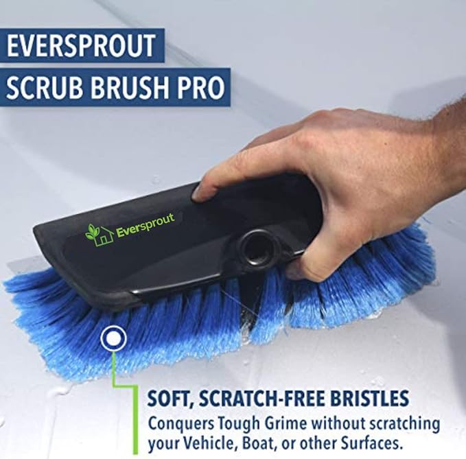 EVERSPROUT Car Brush with Rubber Bumper 5-to-12 Ft with Extension Pole | For Cars, Boats, SUVs, Trucks, Solar Panels, Reaches 20 Ft Standing, No-Scratch Rubber Bumper, Fits 3/4” Acme Threads