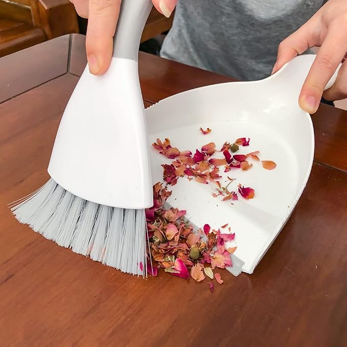 Small Hand Dust Pan and Brush - Small Broom and Dustpan Set, Mini Broom and Dustpan, Compact Dustpans and Brush for Home Cleaning, Sofa, Desk, Guinea Pig Cage, Cat Litter, etc. (Gray 2 Set)