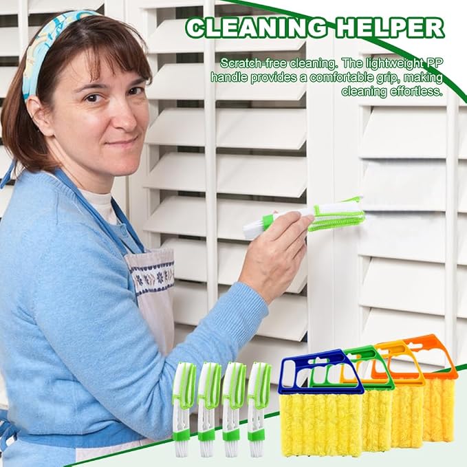 Blind Cleaner Duster Tool Set,4Pcs 7-Finger Microfiber Blind Duster | With 4Pcs 3-Finger Brushes Air Vent Cleaner,Cleaning Tools for Window Shutters & Air Vent,Detachable and Washable ﻿