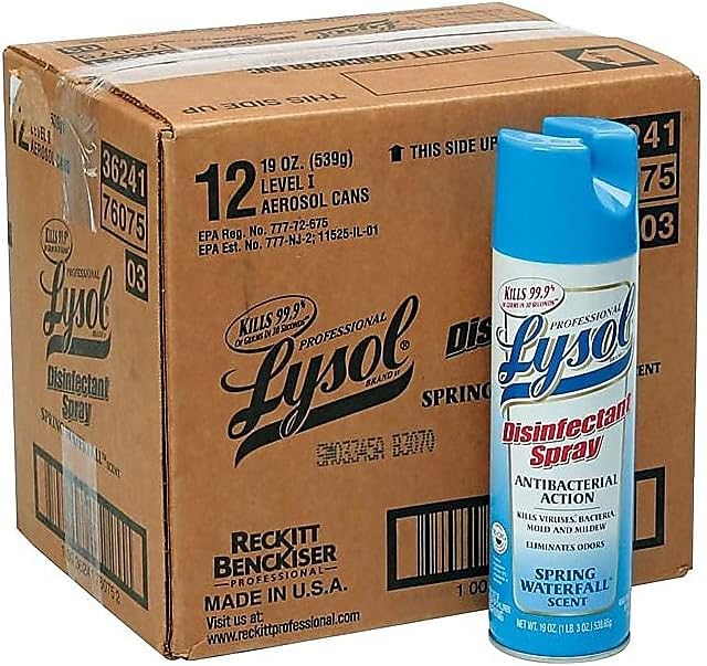 Lysol Disinfectant Spray, Spring Waterfall, 19-Ounce (Pack of 12)