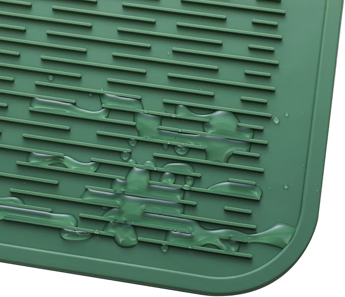 MicoYang Silicone Dish Drying Mat for Multiple Usage,Easy clean,Eco-friendly,Heat-resistant Silicone Mat for Kitchen Counter or Sink,Refrigerator or Drawer Liner Green 4XL 32 inches x 18 inches