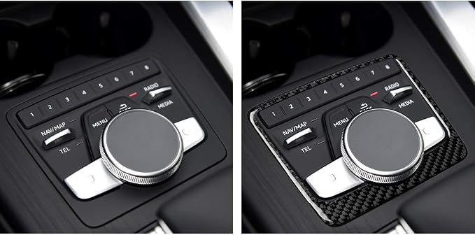 Real Carbon Fiber Trim for Audi Accessories | for B9 A4 S4 A5 S5 2017-2019 / RS5 2018 2019 Center Console Mini Display Panel Frame Interior Thick Overlay Decal