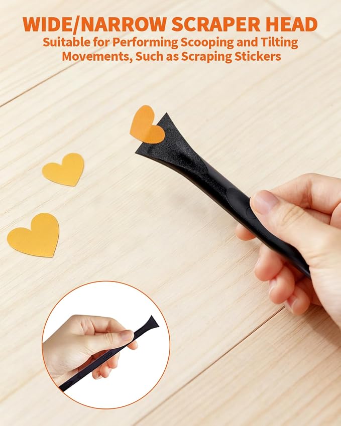 15 PCS Carbon Fiber Plastic Scrapers Tool, Non-Scratch Scraper Tool for Tight Spaces, Multi-Purpose Label Scraper Pen-Shaped, for Car Cleaning Supplies, Kitchen, Crevices, Stains (Black)