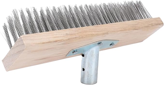 Fafeicy Floor Scrub Brush Heavy Duty Stainless Steel 30cm for Driveway Patio Deck Tile Cleaning for Homeowners