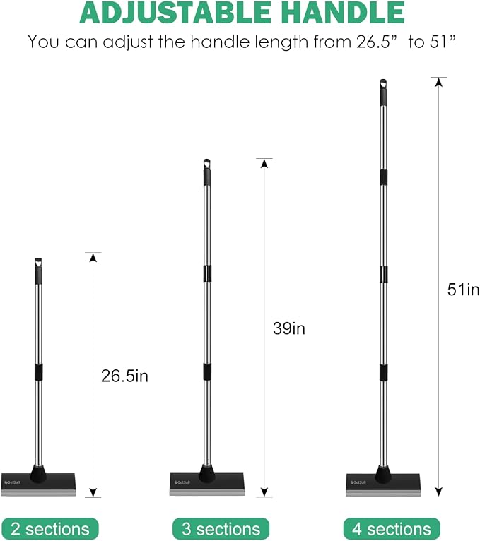 SetSail Floor Scrub Brush, 51-Inch Adjustable Long Handle Brush, Black Grey | 2 in 1 Scrape Brush Stiff Bristle Floor Scrubber for Cleaning Shower Bathroom Garage Kitchen Wall Deck Tub Tile