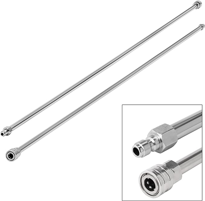 Pressure Washer Wand Extension, 120 Inch Stainless Steel Wand | Replacement Pressure Washer Lance, Power Washer Extender Wand, 1/4" Quick Connect Fitting, 4000 PSI(2 Wands – 60" Each Wand )