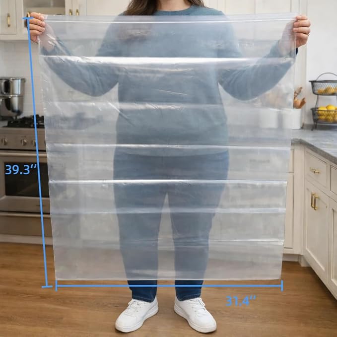 4 Pack Extra Large Oven Rack Cleaning Bags (31.4''X39.3'') – Heavy Duty Reusable Deep Soak Bags for BBQ Grill, Easy Oven Rack Cleaner for Home Kitchen, Removes Grease & Grime