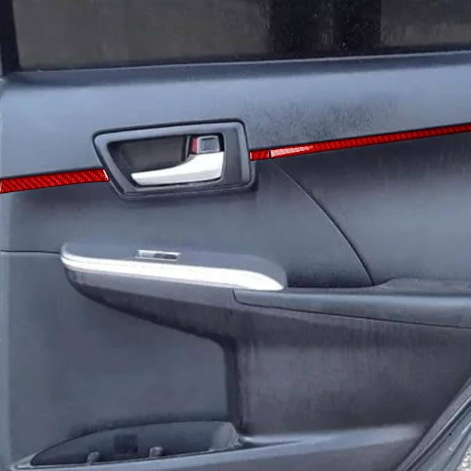 Real Carbon Fiber Trim for Toyota Camry Accessories | for 2012 2013 2014 Rear Door Inner Decoration Strip Interior Thick Overlay Decal 6PCs