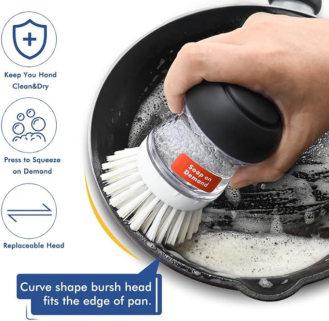 Palm Brush Refills for OXO Soap Dispensing Dish Brush - 8 Pack Cleaning Replacement Brush Head for OXO Palm Brush