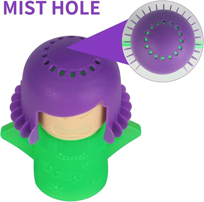 Angry Mama Microwave Oven Stem Cleaner 2 Pcs Mom Steam Cleaner Just Add Vinegar and Water Vapor Fog Steamer Cleaning Equipment Easily Cleans the Crud in Minutes for Kitchen or Office(Green&Purple)