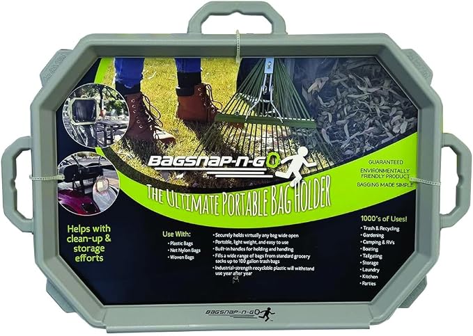 Large SnapRing Trash Bag Holder | Heavy Duty Garbage Opener Frame for 33–95 Gallon Contractor Lawn Leaf Bags | Outdoor Yard Cleanup Tool