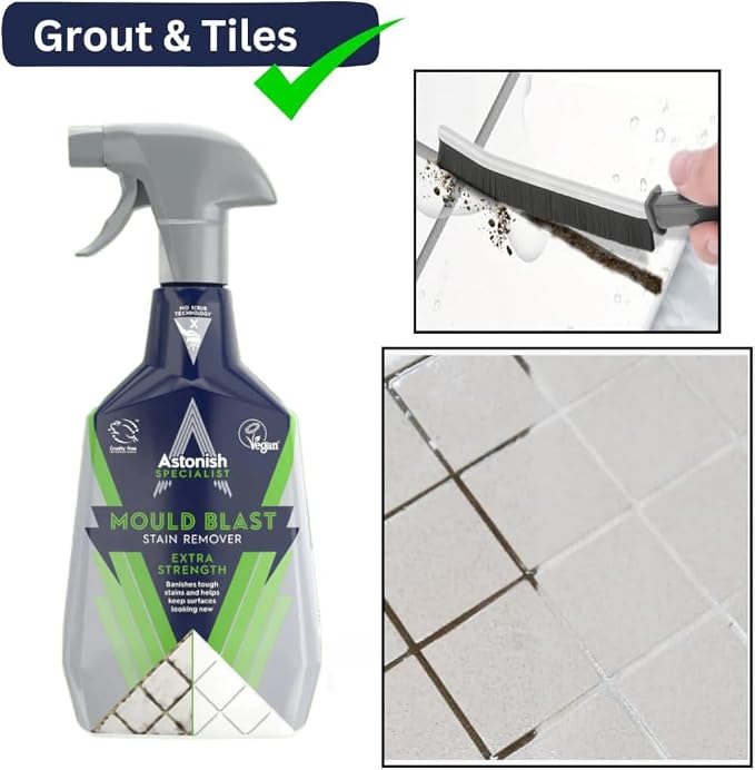 Astonish Apple Burst Household Cleaner - Shower Curtain, Shower Door, Bathroom Tiles - Hard Water Stains, Rust & Calcium Bathroom Cleaner - No Scrub, Cruelty Free Cleaning Supplies, 750ml Spray Bottle