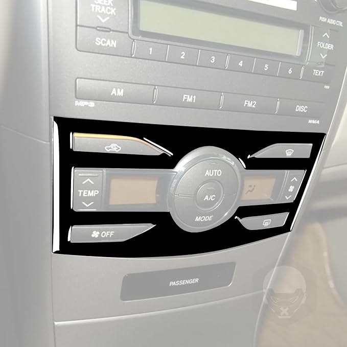Glossy Bright Piano Black Car Central Console Air Conditioner Climate Control Panel Decoration Sticker Interior Trim Compatible with Toyota Corolla 2009 2010 2011 2012 2013 Auto Trim Accessories