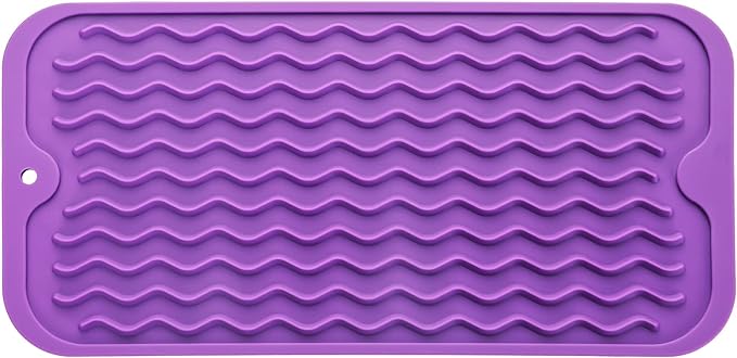 MicoYang Silicone Dish Drying Mat for Multiple Usage,Easy clean,Eco-friendly,Heat-resistant Silicone Mat for Kitchen Counter or Sink,Refrigerator or Drawer Liner Purple S 12 inches x 6 inches