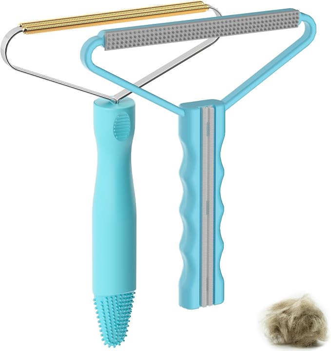 Pet Hair Remover, Dog Cat Carpet Rake, Lint Remover Shaver for Sofas-2pack | Wool Hand Pet Hair Removal Tool, Cleans Carpets Car Cushions Pet Beds Furniture, Works on All Fabric & Rug