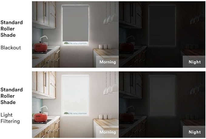 Customizable Cordless Light Filtering Sierra Collection Roller Shade, Light Grey 36" to 41" W X 48" H (Arrives 1/4" Narrower)