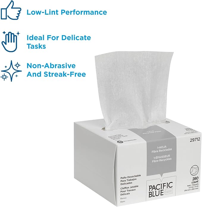 AccuWipe Delicate Task Wipe Recycled Light Duty White NonSterile 1 Ply Tissue 4-1/2 X 8-1/4 Inch Disposable (Box of 280)